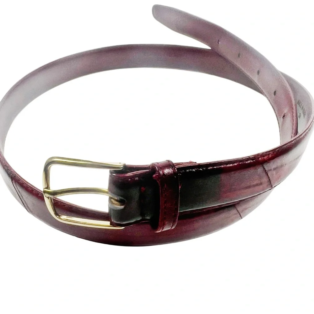 Woman’s Genuine EELSKIN 1” Burgundy Belt Size 34” NWOT